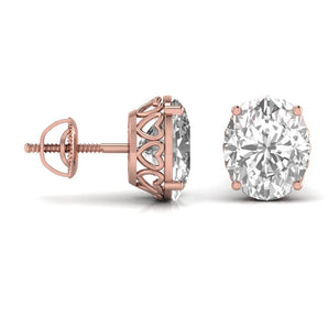 Ivana Jewels Earrings 1.5 Carats Each Oval Shape Solitaire Diamond Four Prong Basket Setting Studs Earring