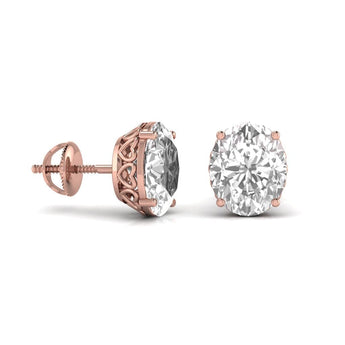 Ivana Jewels Earrings 1.5 Carats Each Oval Shape Solitaire Diamond Four Prong Basket Setting Studs Earring