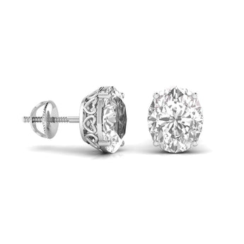 Ivana Jewels Earrings 1.5 Carats Each Oval Shape Solitaire Diamond Four Prong Basket Setting Studs Earring