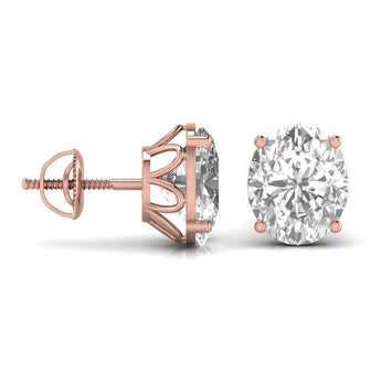 Ivana Jewels Earrings 1.5 Carats Each Oval Shape Solitaire Diamond Four Prong Setting Studs Earring