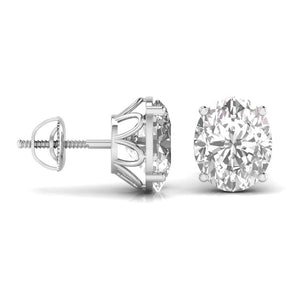 Ivana Jewels Earrings 1.5 Carats Each Oval Shape Solitaire Diamond Four Prong Setting Studs Earring