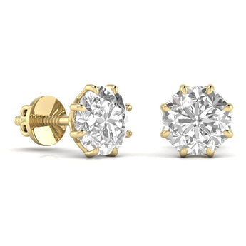 Ivana Jewels Earrings 1.5 Carats Each Round Diamond 8 Prong Setting Studs Earring