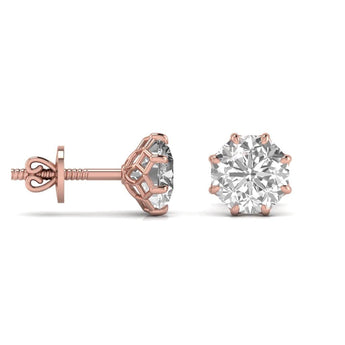 Ivana Jewels Earrings 1.5 Carats Each Round Diamond 8 Prong Setting Studs Earring