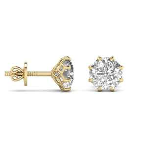 Ivana Jewels Earrings 1.5 Carats Each Round Diamond 8 Prong Setting Studs Earring