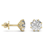 Ivana Jewels Earrings 1.5 Carats Each Round Diamond 8 Prong Setting Studs Earring