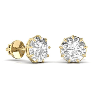 Ivana Jewels Earrings 1.5 Carats Each Round Diamond 9 Prong Setting Studs Earring