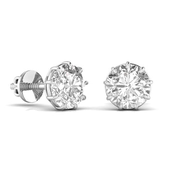 Ivana Jewels Earrings 1.5 Carats Each Round Diamond 9 Prong Setting Studs Earring