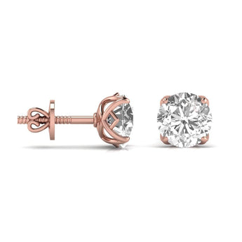 Ivana Jewels Earrings 1.5 Carats Each Round Diamond Four Prong Basket Setting Studs Earring