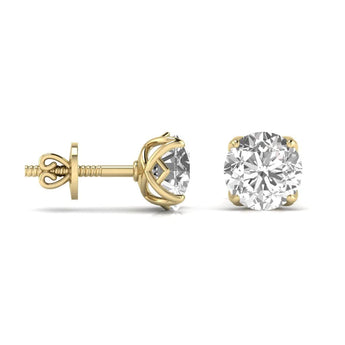Ivana Jewels Earrings 1.5 Carats Each Round Diamond Four Prong Basket Setting Studs Earring