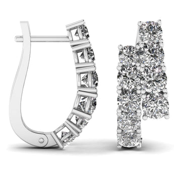Ivana Jewels Earrings 1.6 Carat Round Diamonds Hoop Huggies Earrings