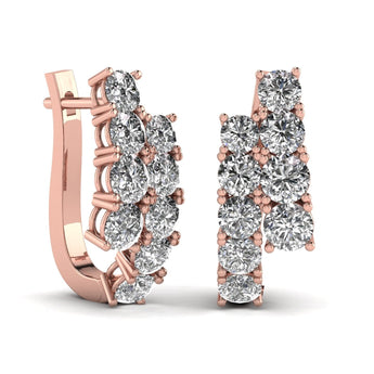 Ivana Jewels Earrings 1.6 Carat Round Diamonds Hoop Huggies Earrings