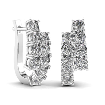Ivana Jewels Earrings 1.6 Carat Round Diamonds Hoop Huggies Earrings