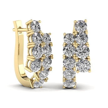 Ivana Jewels Earrings 1.6 Carat Round Diamonds Hoop Huggies Earrings