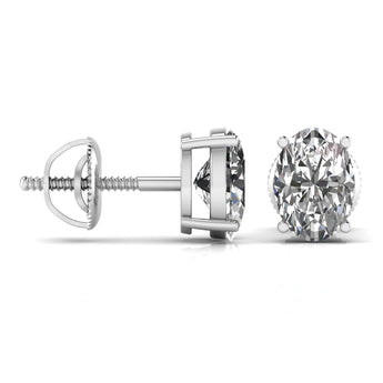 Ivana Jewels Earrings 1 Carat Each Oval Shape Diamond Stud Earring