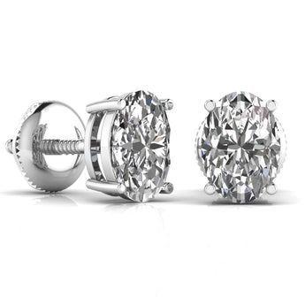 Ivana Jewels Earrings 1 Carat Each Oval Shape Diamond Stud Earring