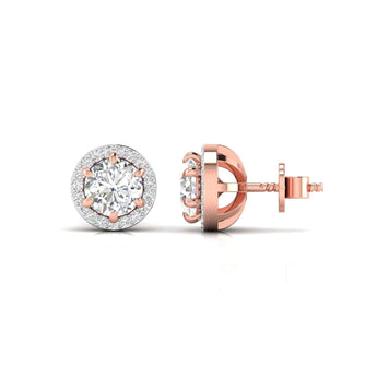 Ivana Jewels Earrings 1 Carat Each Round Diamonds Halo Studs Earring