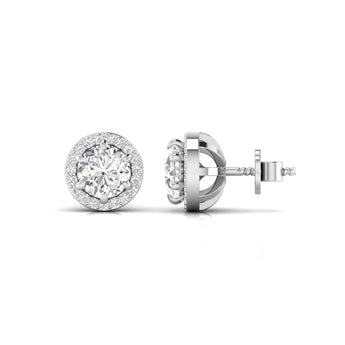 Ivana Jewels Earrings 1 Carat Each Round Diamonds Halo Studs Earring