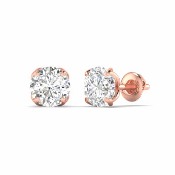 Ivana Jewels Earrings 1 Carats Each Round Diamonds 4-prongs Setting Studs Earrings