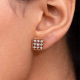 Ivana Jewels Earrings 14KT Geometric Brilliance Square Diamond Earrings