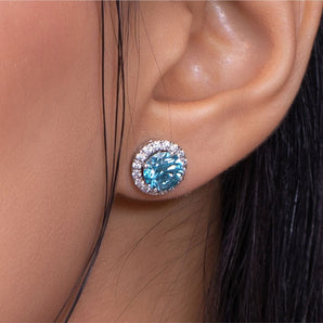 Ivana Jewels Earrings 14KT Sapphire Diamond Studs