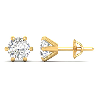 Ivana Jewels Earrings 2.01 Carats Each Round Diamonds 6-Prongs Setting Studs Earrings