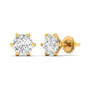 Ivana Jewels Earrings 2.01 Carats Each Round Diamonds 6-Prongs Setting Studs Earrings