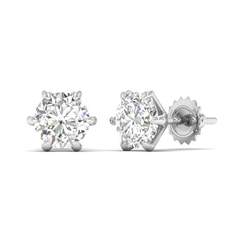Ivana Jewels Earrings 2.01 Carats Each Round Diamonds 6-Prongs Setting Studs Earrings