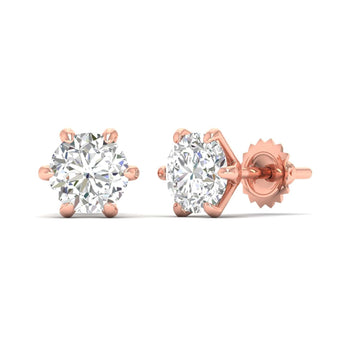 Ivana Jewels Earrings 2.01 Carats Each Round Diamonds 6-Prongs Setting Studs Earrings