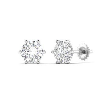 Ivana Jewels Earrings 2.13 Carats Each Round Diamonds 6-prongs Setting Studs Earrings