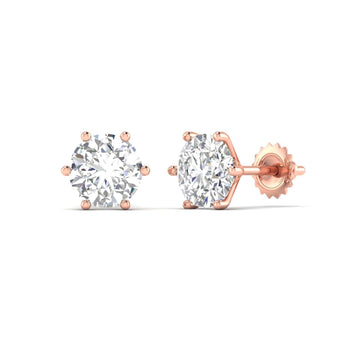 Ivana Jewels Earrings 2.13 Carats Each Round Diamonds 6-prongs Setting Studs Earrings