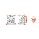 Ivana Jewels Earrings 2.5 Carats Each Princess Cut Diamonds Studs Earrings
