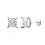 Ivana Jewels Earrings 2.5 Carats Each Princess Cut Diamonds Studs Earrings