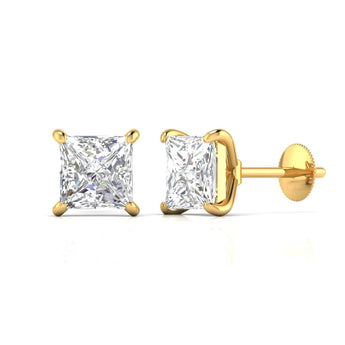 Ivana Jewels Earrings 2.5 Carats Each Princess Cut Diamonds Studs Earrings