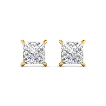 Ivana Jewels Earrings 2.5 Carats Each Princess Cut Diamonds Studs Earrings