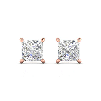 Ivana Jewels Earrings 2.5 Carats Each Princess Cut Diamonds Studs Earrings