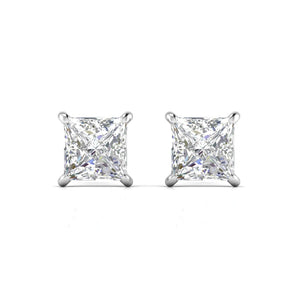Ivana Jewels Earrings 2.5 Carats Each Princess Cut Diamonds Studs Earrings