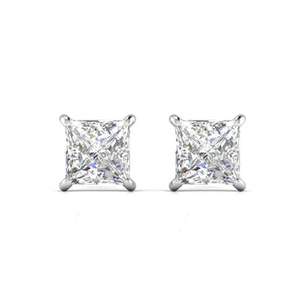 Ivana Jewels Earrings 2.5 Carats Each Princess Cut Diamonds Studs Earrings