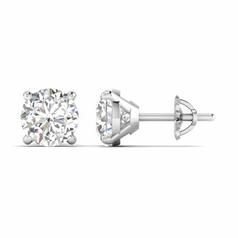 Ivana Jewels Earrings 2.5 Carats Each Round Diamonds 4-Prongs Settings Studs Earrings