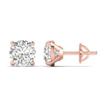 Ivana Jewels Earrings 2.5 Carats Each Round Diamonds 4-Prongs Settings Studs Earrings