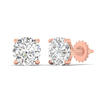 Ivana Jewels Earrings 2.5 Carats Each Round Diamonds 4-Prongs Settings Studs Earrings