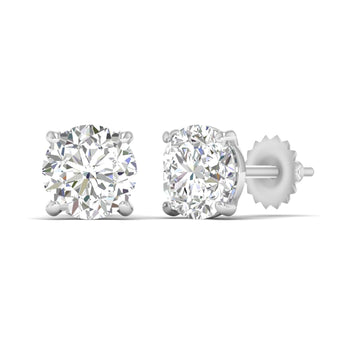 Ivana Jewels Earrings 2.5 Carats Each Round Diamonds 4-Prongs Settings Studs Earrings