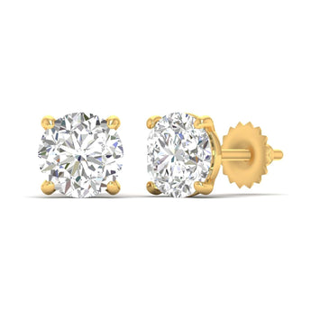 Ivana Jewels Earrings 2.5 Carats Each Round Diamonds 4-Prongs Settings Studs Earrings