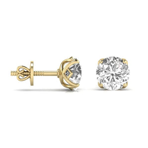 Ivana Jewels Earrings 3 Carat Double Prong Setting Round Shape Solitaire Diamond Studs Earring