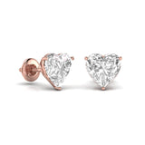 Ivana Jewels Earrings 3 Carat Each Heart Shape Diamond Three Prong Martini Setting Studs Earring