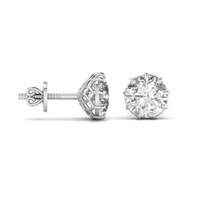 Ivana Jewels Earrings 3 Carat Solitaire Round Diamond 9 Prongs Setting Studs Earring