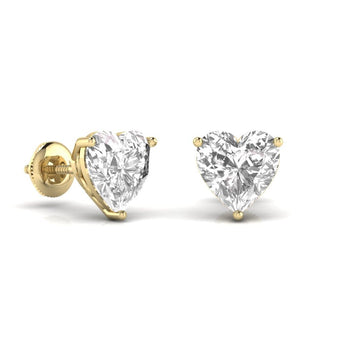 Ivana Jewels Earrings 3 Carats Each Heart Shape Solitaire Diamond Three Prong Martini Setting Studs Earring