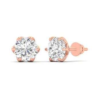 Ivana Jewels Earrings 4 Carats Each Round Diamonds 6-prongs Setting Studs Earrings