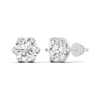 Ivana Jewels Earrings 4 Carats Each Round Diamonds 6-prongs Setting Studs Earrings