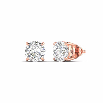 Ivana Jewels Earrings 5 Carats Each Round Cut Diamonds Solitaire Studs Earrings