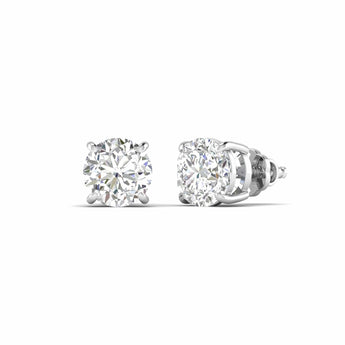 Ivana Jewels Earrings 5 Carats Each Round Cut Diamonds Solitaire Studs Earrings